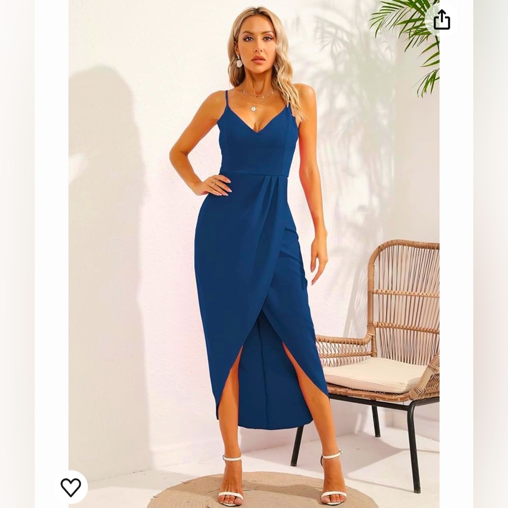 Teal blue Spaghetti strap maxi dress